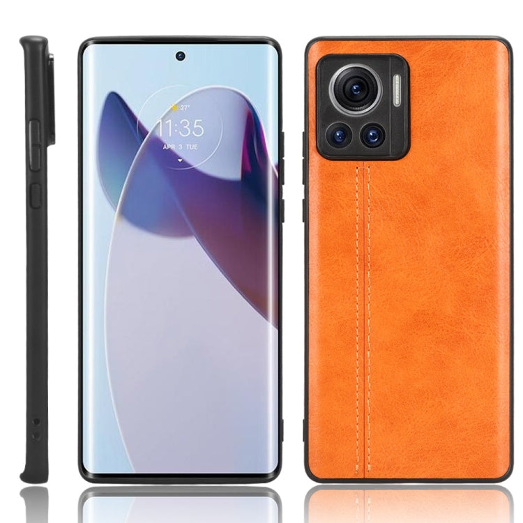 For Motorola Edge 30 Ultra / Moto X30 Pro Sewing Cow Pattern Skin PC + PU + TPU Phone Case(Orange) - Motorola Cases by buy2fix | Online Shopping UK | buy2fix