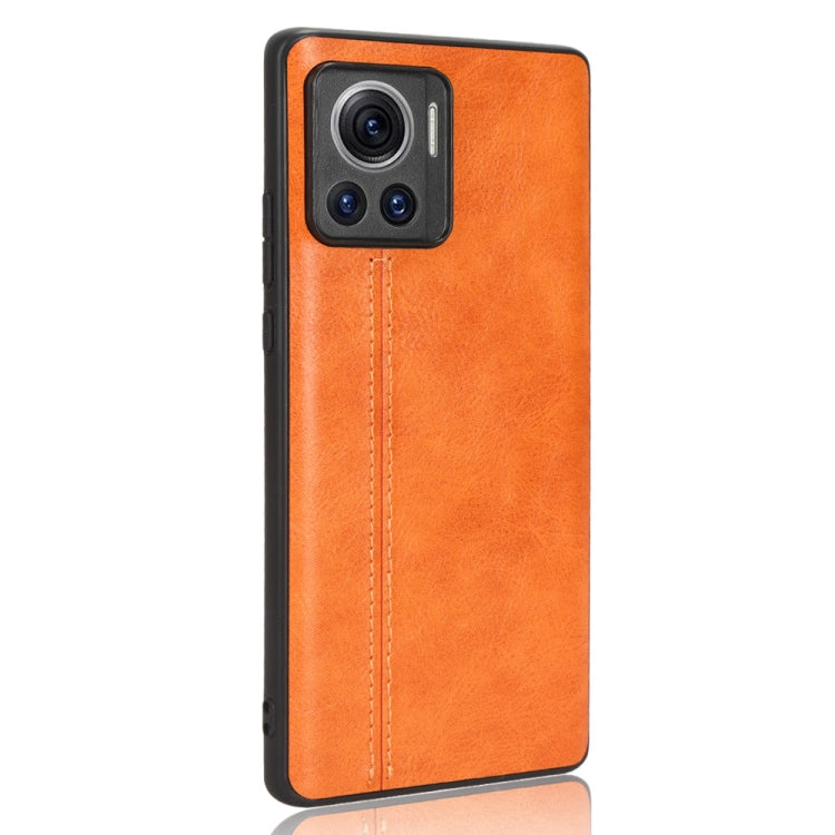 For Motorola Edge 30 Ultra / Moto X30 Pro Sewing Cow Pattern Skin PC + PU + TPU Phone Case(Orange) - Motorola Cases by buy2fix | Online Shopping UK | buy2fix