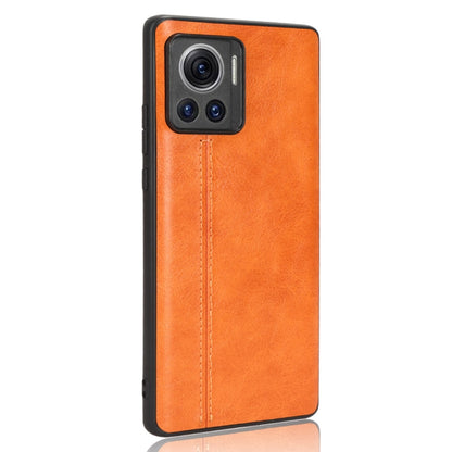 For Motorola Edge 30 Ultra / Moto X30 Pro Sewing Cow Pattern Skin PC + PU + TPU Phone Case(Orange) - Motorola Cases by buy2fix | Online Shopping UK | buy2fix
