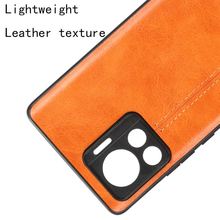 For Motorola Edge 30 Ultra / Moto X30 Pro Sewing Cow Pattern Skin PC + PU + TPU Phone Case(Orange) - Motorola Cases by buy2fix | Online Shopping UK | buy2fix