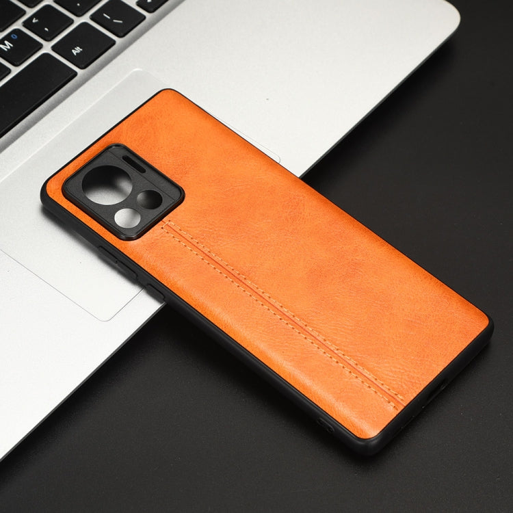 For Motorola Edge 30 Ultra / Moto X30 Pro Sewing Cow Pattern Skin PC + PU + TPU Phone Case(Orange) - Motorola Cases by buy2fix | Online Shopping UK | buy2fix
