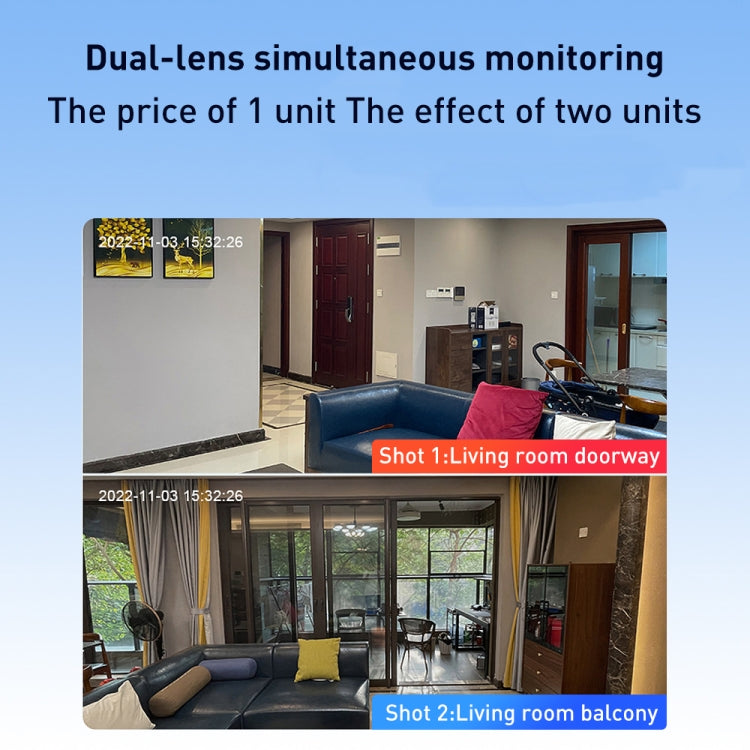 YT66 Dual 2MP Wireless Smart PTZ Camera, Plug:US Plug by buy2fix