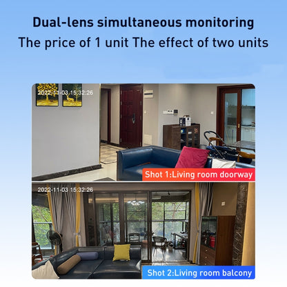YT66 Dual 2MP Wireless Smart PTZ Camera, Plug:EU Plug by buy2fix