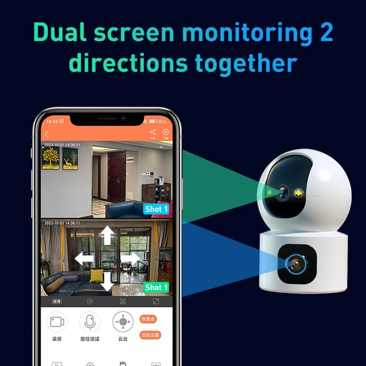 YT66 Dual 2MP Wireless Smart PTZ Camera, Plug:EU Plug by buy2fix