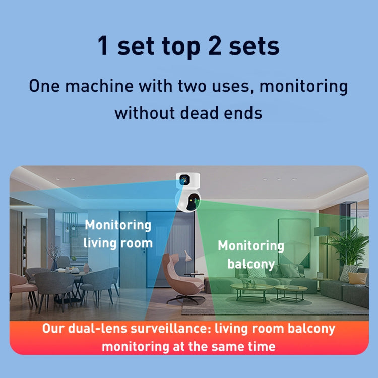 YT66 Dual 2MP Wireless Smart PTZ Camera, Plug:UK Plug by buy2fix