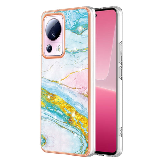 For Xiaomi 13 Lite 5G Electroplating Marble Dual-side IMD Phone Case(Green 004) - Xiaomi Cases by buy2fix | Online Shopping UK | buy2fix