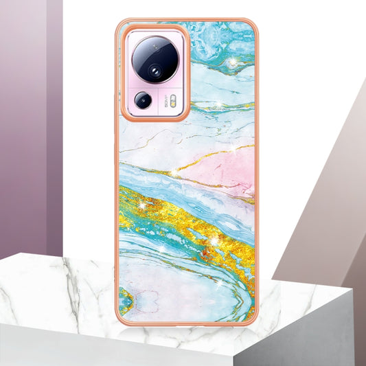 For Xiaomi 13 Lite 5G Electroplating Marble Dual-side IMD Phone Case(Green 004) - Xiaomi Cases by buy2fix | Online Shopping UK | buy2fix