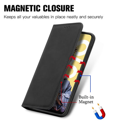 For Realme C55 Retro Skin Feel Magnetic Leather Phone Case(Black) - Realme Cases by buy2fix | Online Shopping UK | buy2fix