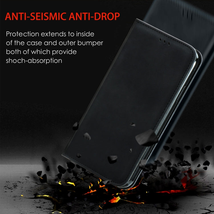 For Realme C55 Retro Skin Feel Magnetic Leather Phone Case(Black) - Realme Cases by buy2fix | Online Shopping UK | buy2fix