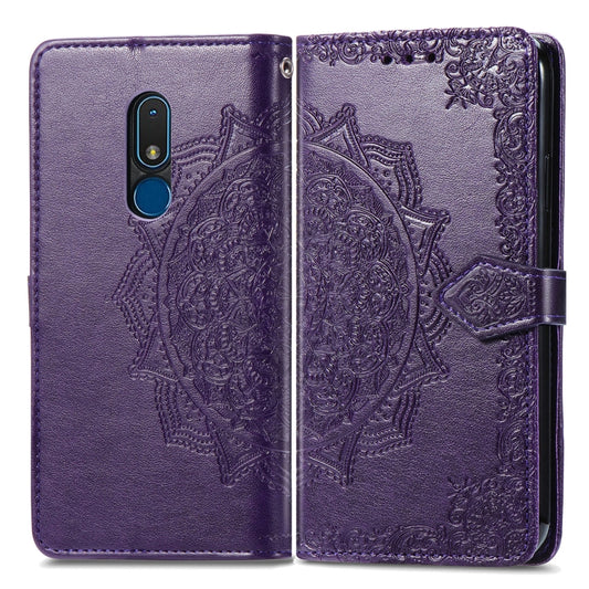 For Nokia C3 Mandala Flower Embossed Leather Phone Case(Purple) by buy2fix