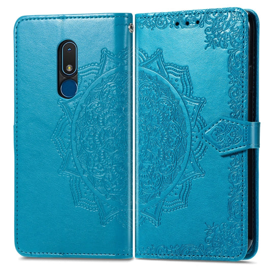 For Nokia C3 Mandala Flower Embossed Leather Phone Case(Blue) by buy2fix