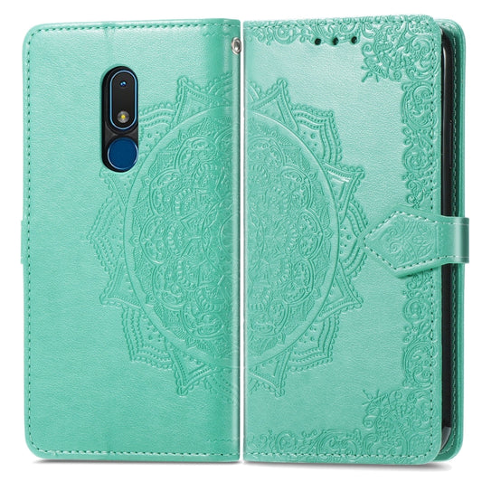 For Nokia C3 Mandala Flower Embossed Leather Phone Case(Green) by buy2fix