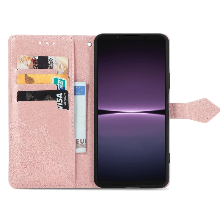 For Sony Xperia 1 IV Mandala Flower Embossed Leather Phone Case(Rose Gold) by buy2fix