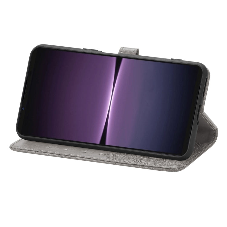 For Sony Xperia 1 IV Mandala Flower Embossed Leather Phone Case(Grey) by buy2fix