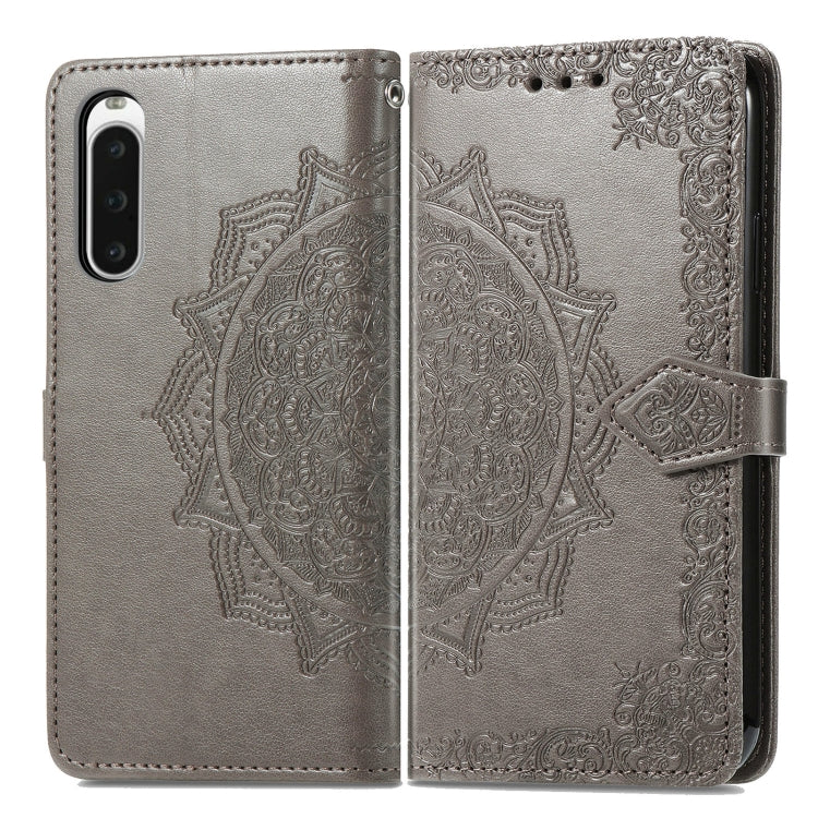 For Sony Xperia 10 IV Mandala Flower Embossed Leather Phone Case(Grey) by buy2fix