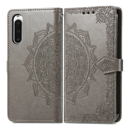 For Sony Xperia 10 IV Mandala Flower Embossed Leather Phone Case(Grey) by buy2fix