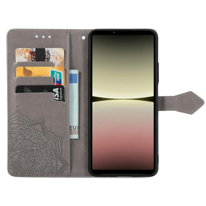 For Sony Xperia 10 IV Mandala Flower Embossed Leather Phone Case(Grey) by buy2fix