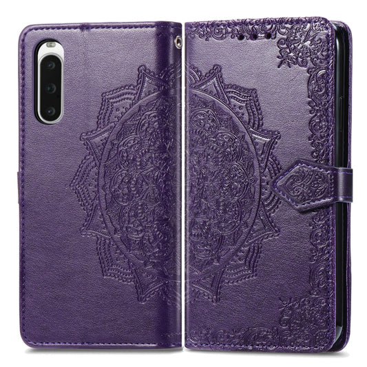 For Sony Xperia 10 IV Mandala Flower Embossed Leather Phone Case(Purple) by buy2fix