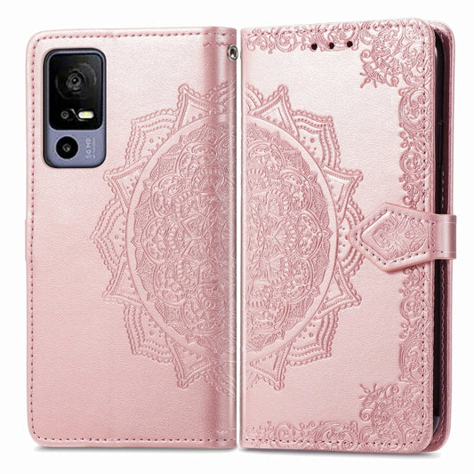 For TCL 40R Mandala Flower Embossed Leather Phone Case(Rose Gold) - TCL by buy2fix | Online Shopping UK | buy2fix