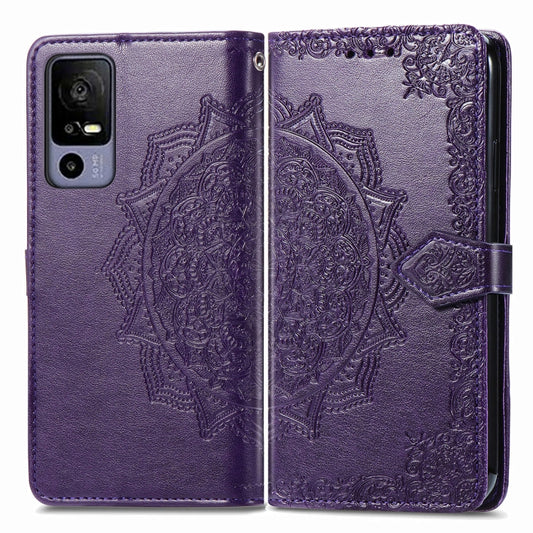 For TCL 40R Mandala Flower Embossed Leather Phone Case(Purple) - TCL by buy2fix | Online Shopping UK | buy2fix