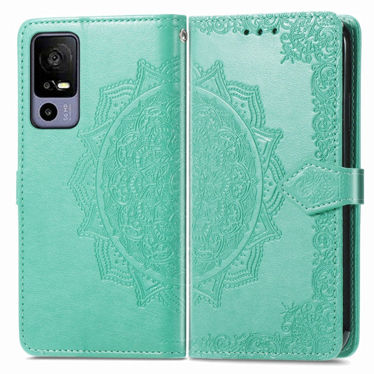 For TCL 40R Mandala Flower Embossed Leather Phone Case(Green) - TCL by buy2fix | Online Shopping UK | buy2fix