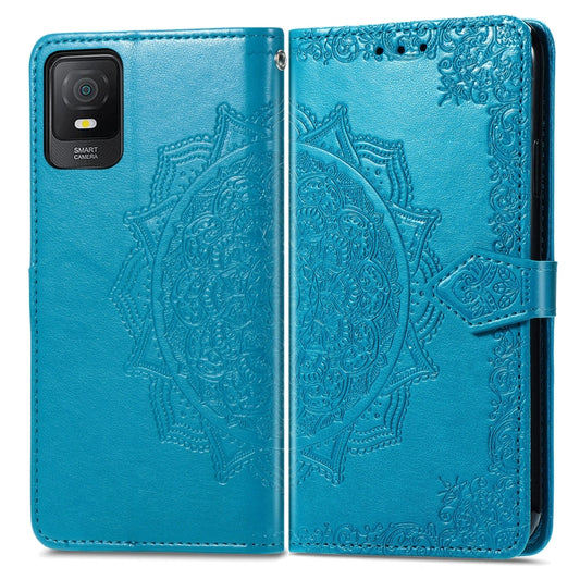For TCL 403 Mandala Flower Embossed Leather Phone Case(Blue) - TCL by buy2fix | Online Shopping UK | buy2fix
