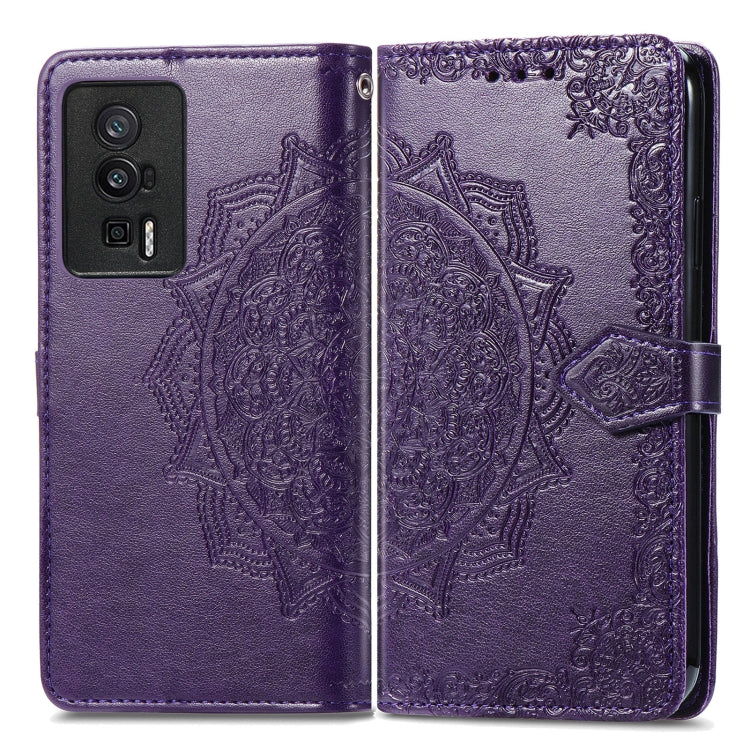 For Xiaomi Redmi K60 Pro Mandala Flower Embossed Leather Phone Case(Purple) by buy2fix