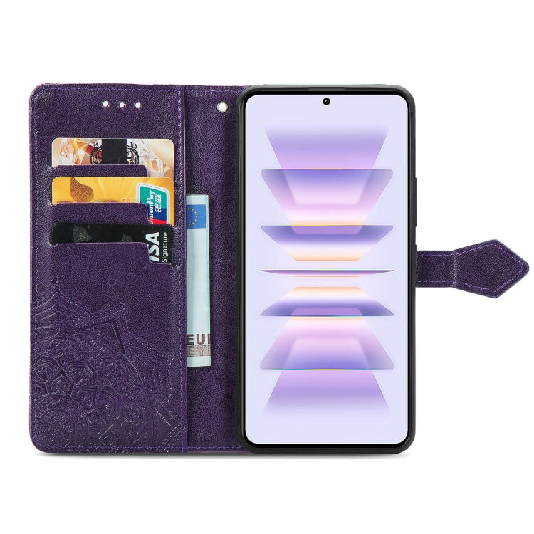 For Xiaomi Redmi K60 Pro Mandala Flower Embossed Leather Phone Case(Purple) by buy2fix