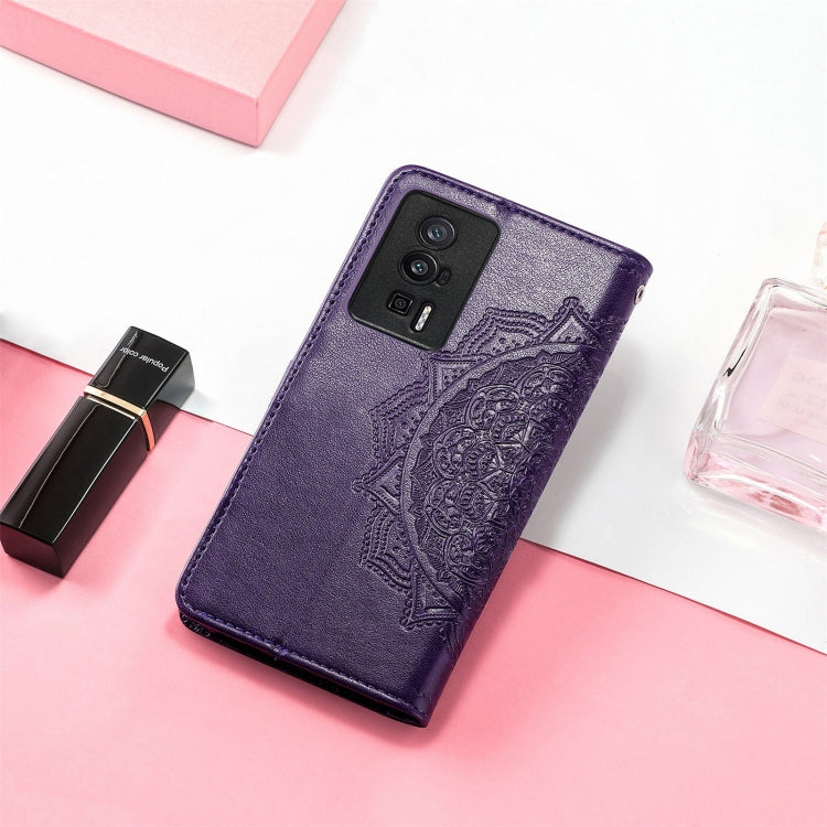 For Xiaomi Redmi K60 Pro Mandala Flower Embossed Leather Phone Case(Purple) by buy2fix