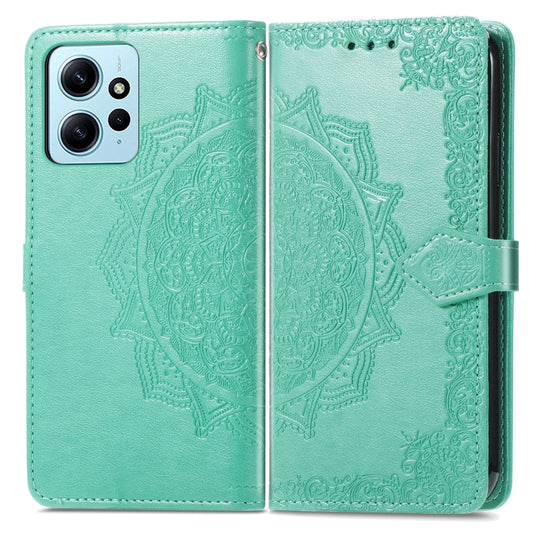 For Xiaomi Redmi Note 12 4G Global Mandala Flower Embossed Leather Phone Case(Green) by buy2fix