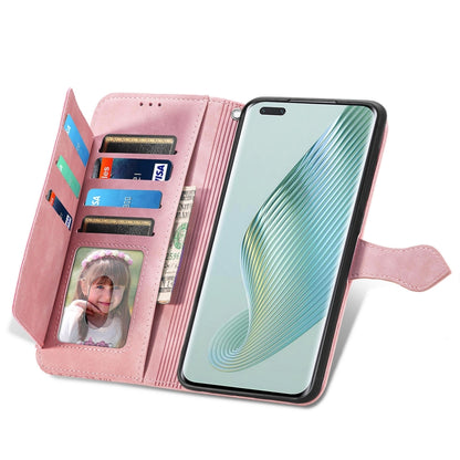 For Honor Magic5 Pro Embossed Flower Zipper Leather Phone Case(Pink) - Honor Cases by buy2fix | Online Shopping UK | buy2fix