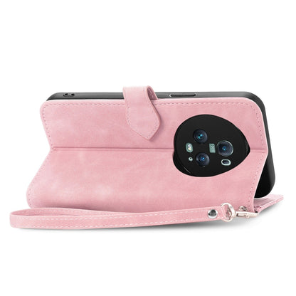 For Honor Magic5 Pro Embossed Flower Zipper Leather Phone Case(Pink) - Honor Cases by buy2fix | Online Shopping UK | buy2fix