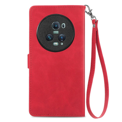 For Honor Magic5 Pro Embossed Flower Zipper Leather Phone Case(Red) by buy2fix