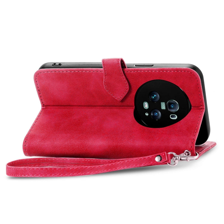 For Honor Magic5 Pro Embossed Flower Zipper Leather Phone Case(Red) by buy2fix