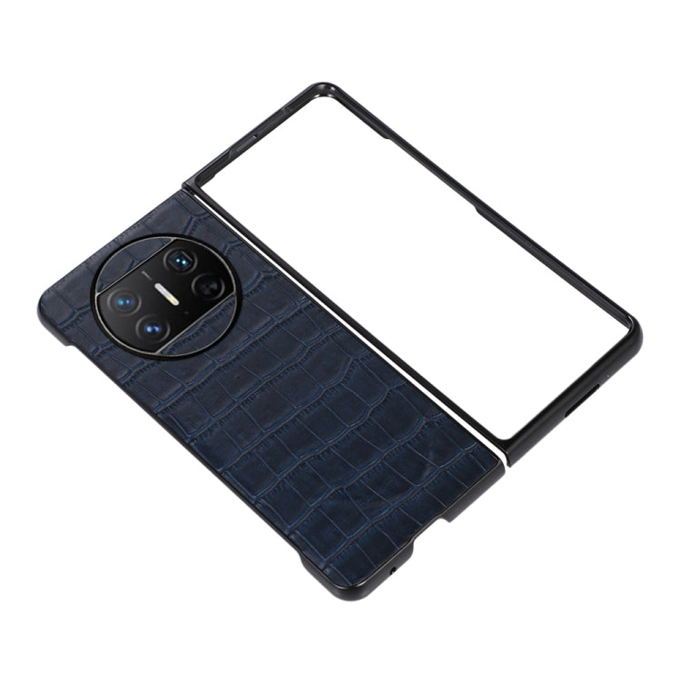 For Huawei Mate X3 Crocodile Texture Genuine Leather Phone Case(Blue) - Huawei Cases by buy2fix | Online Shopping UK | buy2fix