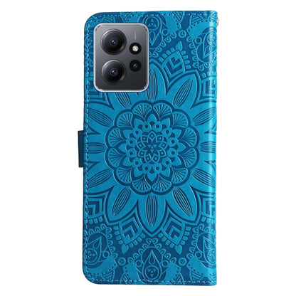 For Xiaomi Redmi Note 12 4G Global Embossed Sunflower Leather Phone Case(Blue) by buy2fix
