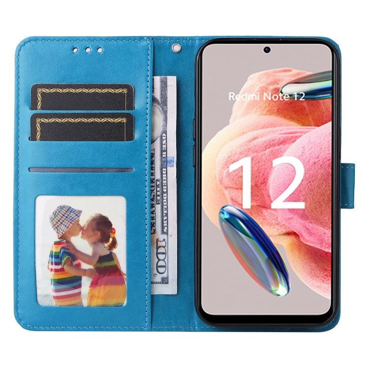 For Xiaomi Redmi Note 12 4G Global Embossed Sunflower Leather Phone Case(Blue) by buy2fix