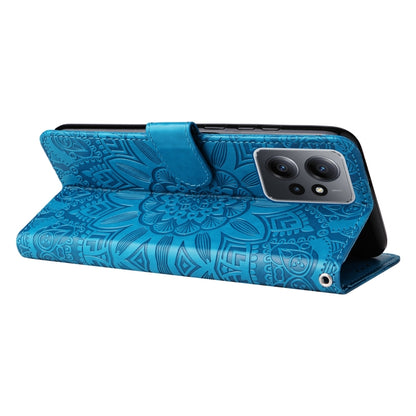 For Xiaomi Redmi Note 12 4G Global Embossed Sunflower Leather Phone Case(Blue) by buy2fix