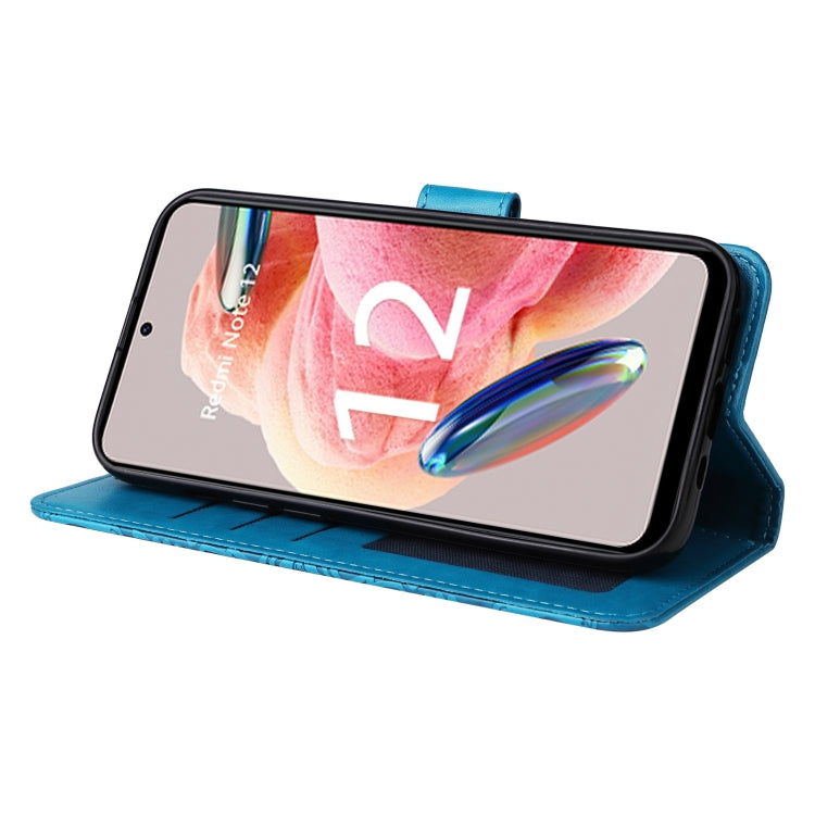 For Xiaomi Redmi Note 12 4G Global Embossed Sunflower Leather Phone Case(Blue) by buy2fix