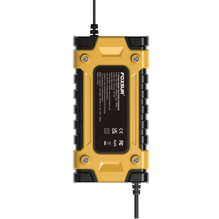 FOXSUR 12V / 24V / 10A Car / Motorcycle Battery Smart Repair Lead-acid Battery Charger(EU Plug Yellow) - Battery Charger by FOXSUR | Online Shopping UK | buy2fix