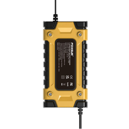 FOXSUR 12V / 24V / 10A Car / Motorcycle Battery Smart Repair Lead-acid Battery Charger(EU Plug Yellow) - Battery Charger by FOXSUR | Online Shopping UK | buy2fix