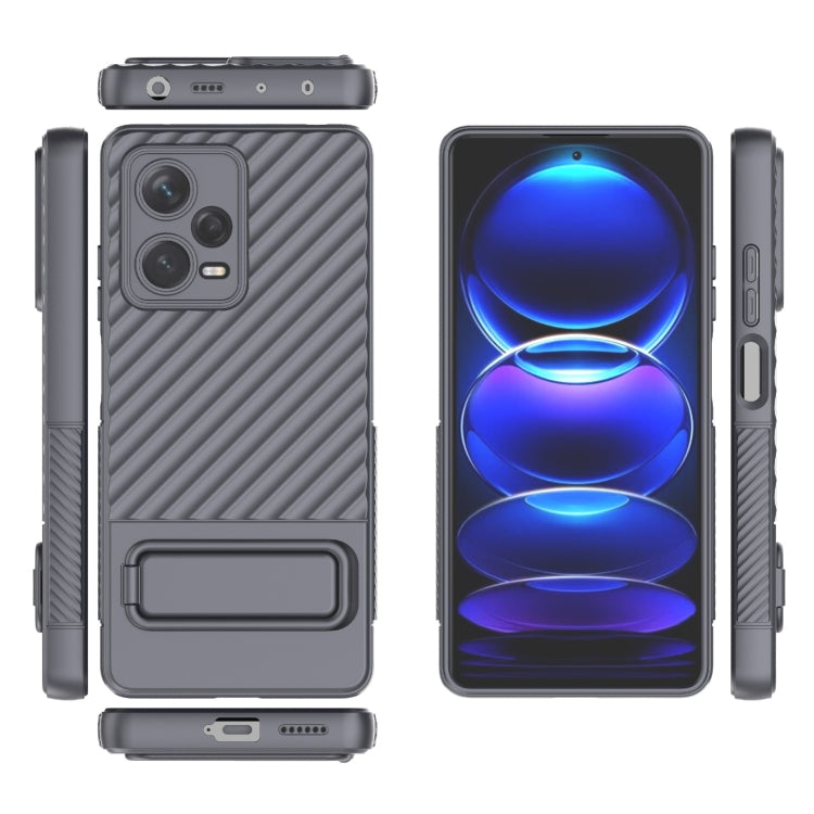 For Xiaomi Redmi Note 12 Pro+ Global Wavy Texture TPU Phone Case with Lens Film(Grey) by buy2fix