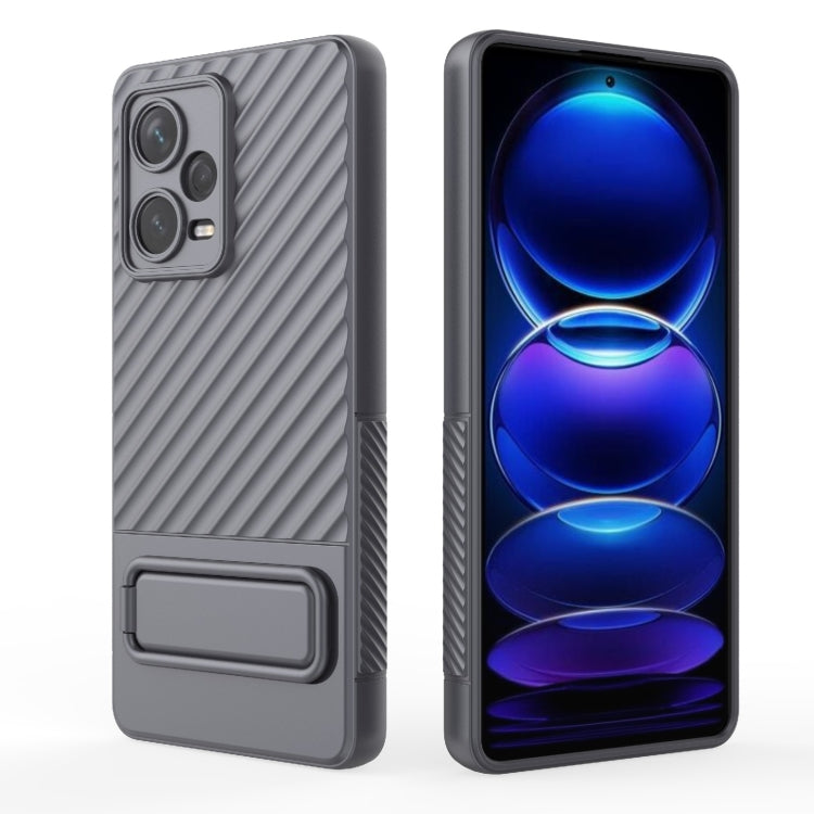 For Xiaomi Redmi Note 12 Pro+ Global Wavy Texture TPU Phone Case with Lens Film(Grey) by buy2fix