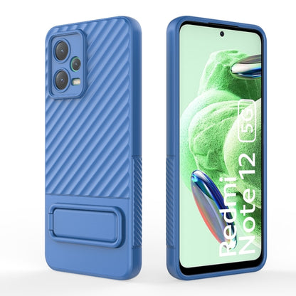For Xiaomi Redmi Note 12 5G Global Wavy Texture TPU Phone Case with Lens Film(Blue) by buy2fix