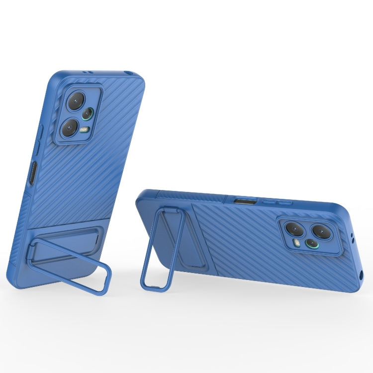 For Xiaomi Redmi Note 12 5G Global Wavy Texture TPU Phone Case with Lens Film(Blue) by buy2fix