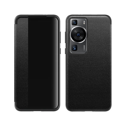 For Huawei P60 Leather + TPU Frame Shockproof Phone Case(Black) - Huawei Cases by buy2fix | Online Shopping UK | buy2fix