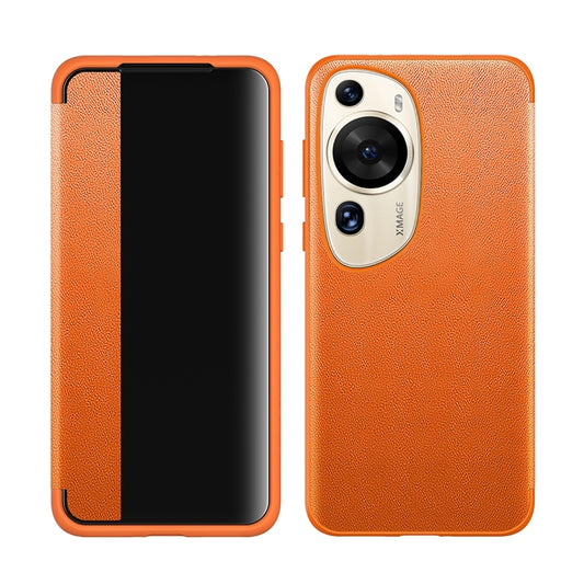 For Huawei P60 Art Leather + TPU Frame Shockproof Phone Case(Orange) - Huawei Cases by buy2fix | Online Shopping UK | buy2fix