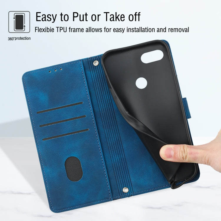 For Huawei Enjoy 7S/Honor 9 Lite/Honor 9i Skin-feel Embossed Leather Phone Case(Blue) - Huawei Cases by buy2fix | Online Shopping UK | buy2fix