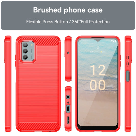 For Nokia G22 Brushed Texture Carbon Fiber TPU Phone Case(Red) by buy2fix