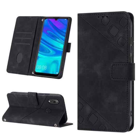 For Honor 10 Lite / Huawei P smart 2019 Skin-feel Embossed Leather Phone Case(Black) - Honor Cases by buy2fix | Online Shopping UK | buy2fix